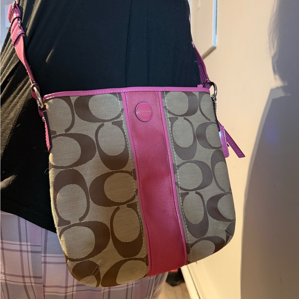 Coach Pink and Brown Crossbody Bag - Picture 9 of 9